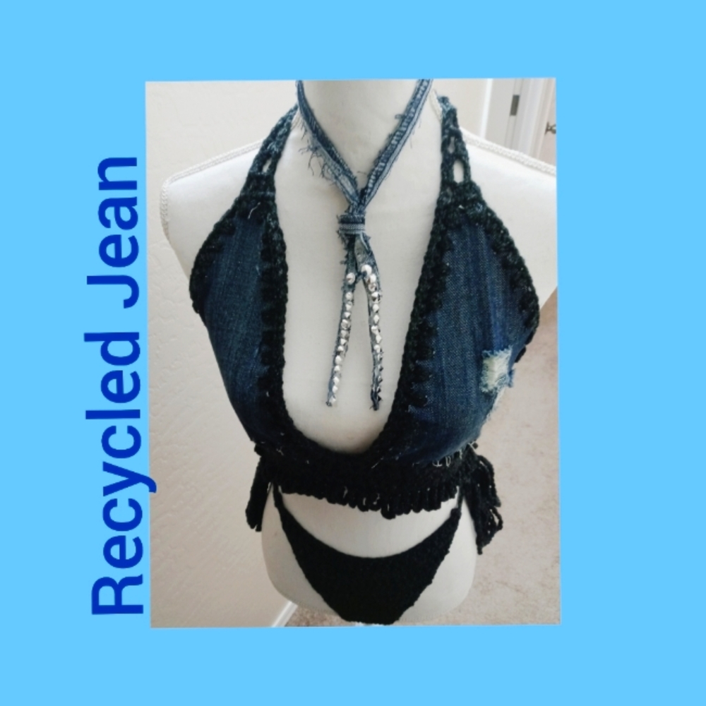 Recycled jean swim gear
